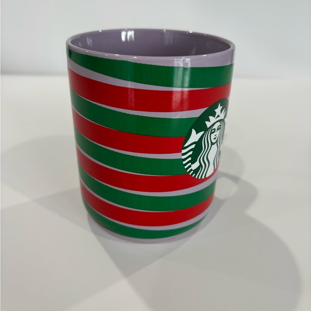 Holiday 2020 Starbucks Purple with Red And Green Stripes 11oz Ceramic Mug - Picture 3 of 13